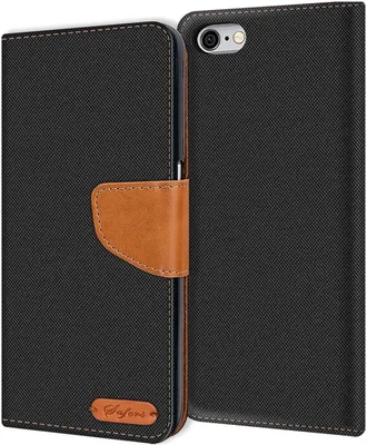 Zdjęcie produktu dla Etui z klapką w stylu Conie Jeans do iPhone'a 6 / 6S - wszechstronna ochrona w kolorze czarnym
