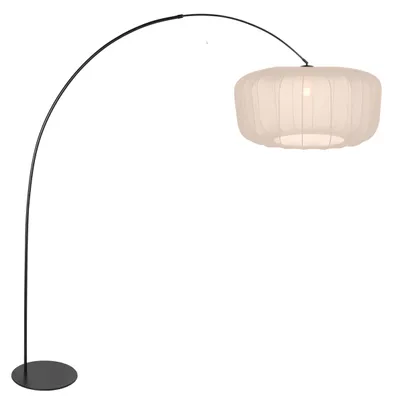 Obrázek produktu pro Stojací lampa - béžová černá - Curve - kov textilie - oblouková lampa - E27 - 4520ZW - Anne Lighting