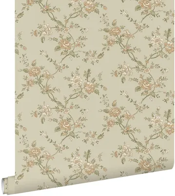 Produktbild von ESTAhome Tapete Blumenmuster Graugrün 50 x 900 cm