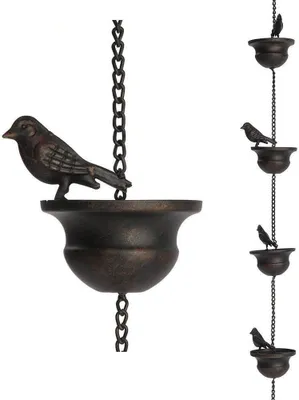 Produktbild von Regenrinne, Regenkette, Regen für Dachrinnen, Regen für Fallrohre, Hängende Metallregenrin, Garten-Regenornament