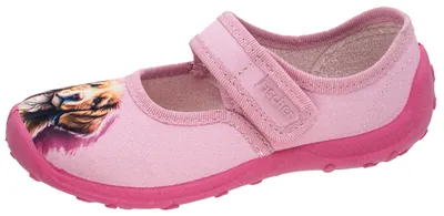 Produktbild von Fischer Markenschuh Mädchen-Klett-Hausschuh-Ballerina mit niedlichen Hundekopf