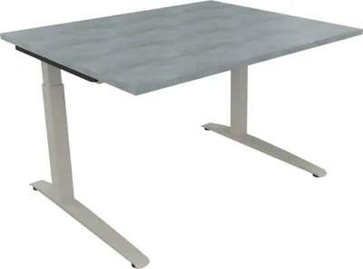Produktbild von Schreibtisch Kufe Einzels. Quadrat B1200xT1000xH650-850 si/Beton hell