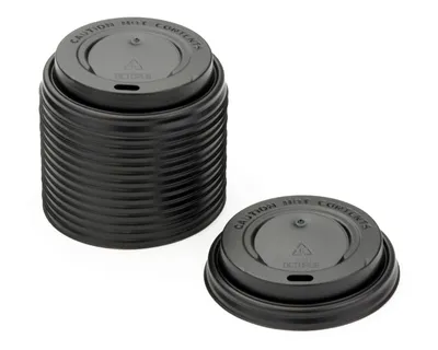 Obrázok produktu pre 100 ks čiernych viečok na poháre Coffee to go s otvorom na pitie, priemer 80 mm