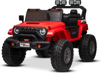 Produktbild von Elektrisches Kinderauto Beneo Motors OFFRIDE 4x4 Zweisitzer 24V, rot, MP3-Player mit USB/AUX-Eingang, 4x4 Antrieb, Lithium-Akku, große EVA-Räder mit Hinterradfederung, Fernbedienung, LED-Lichter