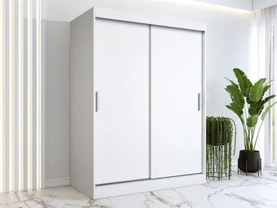 Produktbild von FurMeb24 Schiebetrenschrank GOLD -150x200cm 2-triger Kleiderschrank Ohne Spiegel, Schiebeschrank - (Weiss)