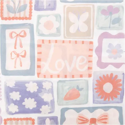 Produktbild von Popeline Patchwork Schleife Blume Kirsche weiß pastell, 1,48 m
