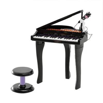 Produktbild von Digitalpiano Kinder Keyboard mit 37 Tasten Mikrofon und Hocker Klavier Spielzeug-Musikinstrument, Piano Musikinstrument für 3-6 Jahre Kinder Schwarz