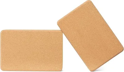 Produktbild von PolkaHome® Yogablock aus Naturkork, 23 x 15 x 8 cm, 2er-Set – rutschfest, langlebig,