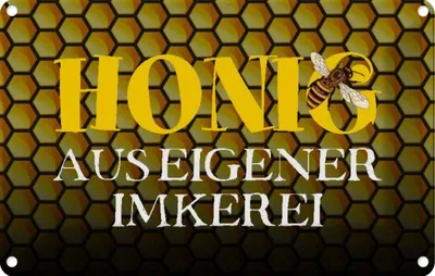 Produktbild von vianmo Blechschild 20x30 cm Honig aus eigener Imkerei Biene Hofladen Marktstand Laden