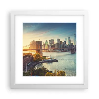 Produktbild von Gerahmtes Poster - Weißer Rahmen - New York Brücke - 30x30 cm - Wand Bild - Wanddeko - Wandbilder - Kunstposter - Wandposter - Bilderrahmen - Bilder - Kunstdruck - Wandbild - P2WAC30x30-4047