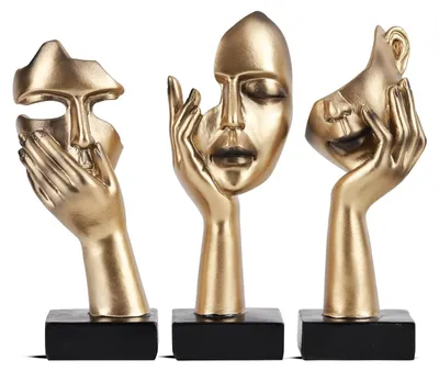 Produktbild von Set von 3 goldenen abstrakten Kunstfiguren zur Dekoration