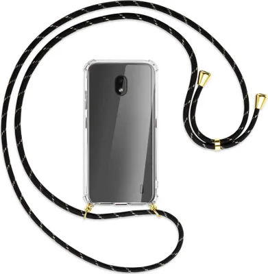 Produktbild von Handykette Backcover-Schutzhülle mit Band (Metall goldfarben) für Nokia 2.2 - schwarz/gold