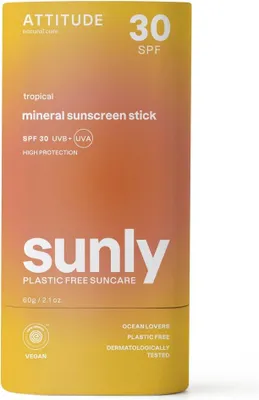 Produktbild von Plastic-Free Mineral Sonnenschutzstift SPF 30 – Tropical, Sunly von ATTITUDE