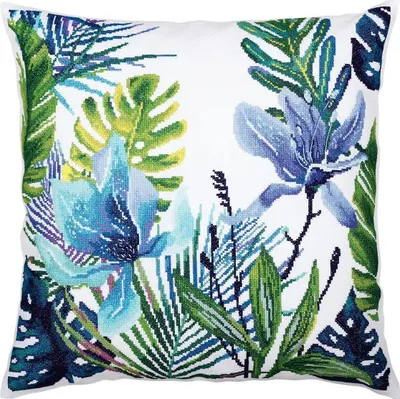 Immagine prodotto di RTO Cuscino a punto croce "Tropical leaves" cu057, motivo di conteggio, 40x40 cm