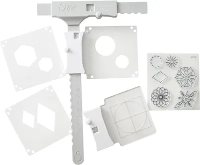 Produktbild von Sizzix Print and Pattern Tool Bastelwerkzeug, cleverer Klapparm, inkl. 3 Schablonen & Stempelset