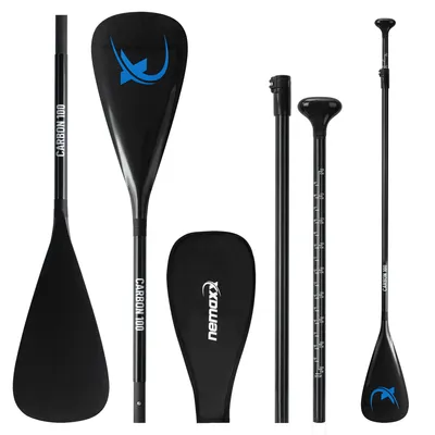 Produktbild von NEMAXX® NCP100 Carbon SUP-Paddel 3-teilig, 173–217 cm verstellbar, 620 g – inkl. Schutztasche, Skala & T-Griff – für SUP, Kajak, Kanu, Schlauchboot