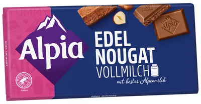 Immagine prodotto di Alpia Noble Nougat Cioccolato al latte con ripieno di torrone nobile 100g