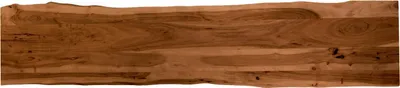 Produktbild von Holzplatte 200x40 cm Emilio, Tischplatte aus Akazienholz massiv + nussbaumfarben, Baumkanten-Platte für Heimwerker, geeignet für Arbeitsplatten, Tische & Fensterbretter