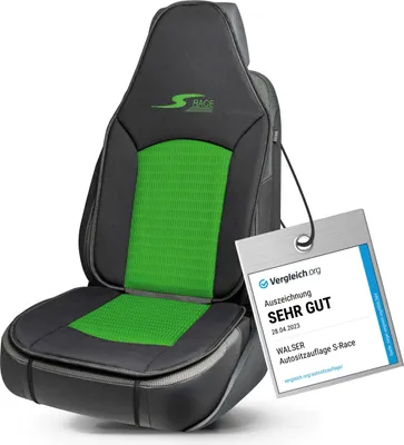 Produktbild von WALSER Car Comfort Auto-Sitzauflage S-Race, Auszeichnung * Autositzauflage für Highback-/Pilotensitze, Universal Sitzschoner-Auto, Sitzauflage-Auto Vordersitze grün/schwarz