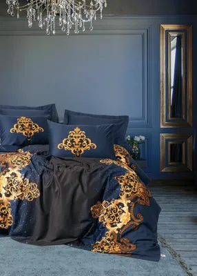 Produktbild von L'Essentiel Linge de Maison, Satin-Doppelbettbezug-Set, Tutsu - Dark Blue, 100 % Baumwollsatin, Dunkelblau, 200 x 220 cm