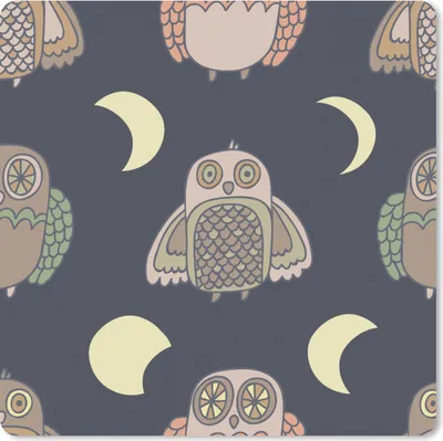 Produktbild von MuchoWow® Mauspad Mousepad Eule - Muster - Mond 20x20 cm - Mousepads - Maus Mat - Pad - Mausunterlage - Desk Mat - Bureauartikeln