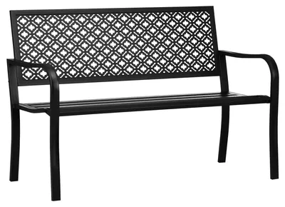 Produktbild von Outsunny 2-Sitzer Bank mit Blumenmuster Gartenbank für Garten max 240 kg Schwarz