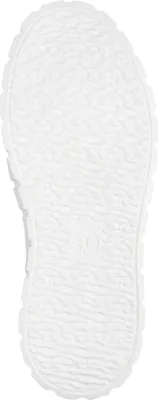 The image shows the sole of a white sneaker.