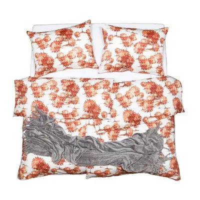 Obrázek produktu pro SCANquilt povlečení SATÉN DESIGN arboretum smetanovorezavá 100% dlouhovlákná česaná bavlna 140 x 200/70 x 90 cm