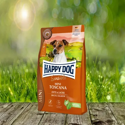 Produktbild von Happy Dog Sensible Mini Toscana, Adult, Klein (5-10 kg), Mini (≤4 kg), Ente, Heilkräuter, Lachs, 10 kg, Gluten-frei