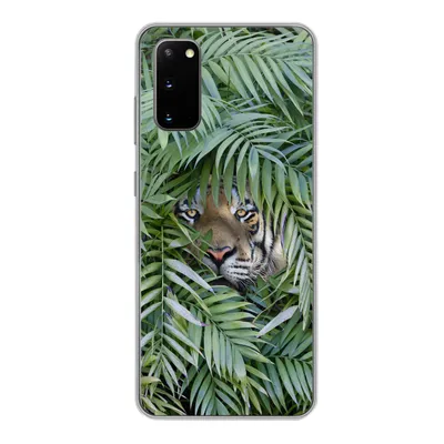 Produktbild von MuchoWow® Handyhülle Schutzhülle Hülle für Samsung Galaxy S20 Tiger - Blätter - Farn Silikon Softcase Handy Hülle - Bild