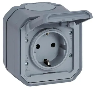 Zdjęcie produktu dla Kontakt 2P+E 16A Ip55 Szary Plexo New