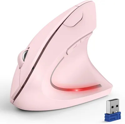 Produktbild von Vertikale kabellose Maus mit 3 Geräten (BT + BT + USB), optische, leise Maus mit 6 einstellbaren DPI für Laptop/PC/Mac/Tablet/iPad (Win/Android/iOS)
