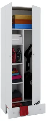 Produktbild von VCM Holz-Besenschrank | 6 Fächer | Maße: . B. 70 x H. 196 x T. 40 cm | Haushaltsschrank | Mehrzweckschrank | Extra Schublade - Vandol