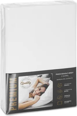 Zdjęcie produktu dla Prześcieradło Jersey 4 z gumką 160x200 kremowe na wysoki materac 30 cm 190 g/m2 Eurofirany