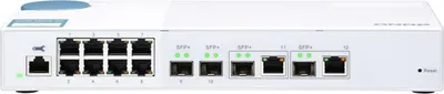 Produktbild von QNAP QSW-M408-2C - Switch - managed - 2 x 10 Gigabit SFP+ + 2 x C 10 G-Bit SFP+ + 8 x 10/100/1000 - Desktop