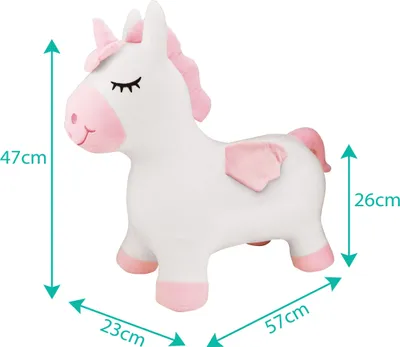 Produktbild von Aufblasbares Hüpf-Einhorn mit Plüschbezug