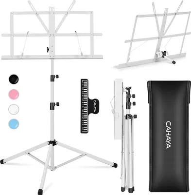 Obrázok produktu pre CAHAYA Skladací stojan na noty, stabilný, prenosný, kovový, biely
