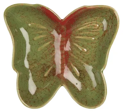 Image de Clayre & Eef Décoration Coupe Papillon 14x13x2 cm Vert Céramique