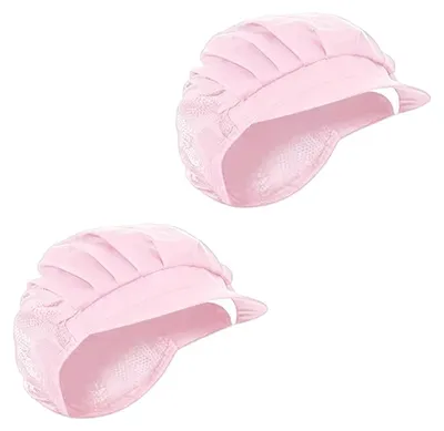 2er-Set Kochmützen, verstellbar, mit Haarnetz, rosa