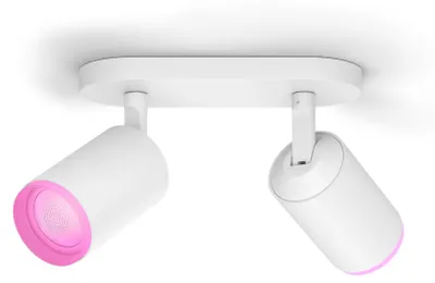 Produktbild von Philips Hue White and Color ambiance Fugato Zweierspot weiß, Intelligente Deckenbeleuchtung, Bluetooth/Zigbee, Weiß, LED, Metall, GU10