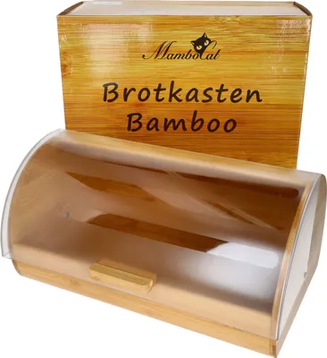 Produktbild von Brotkasten Volker aus Bambus-Holz Brotbox Rolldeckel Frontklappe Brotbehälter