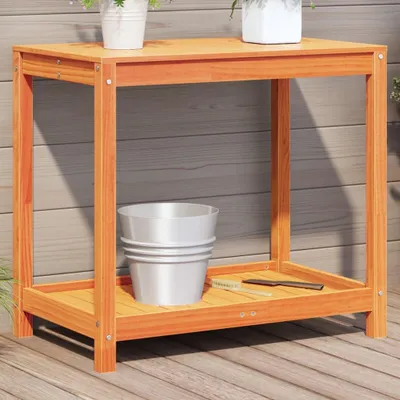 Immagine prodotto di Tavolo per piante scaffale marrone cera 82,5x50x75 cm in legno di pino massiccio