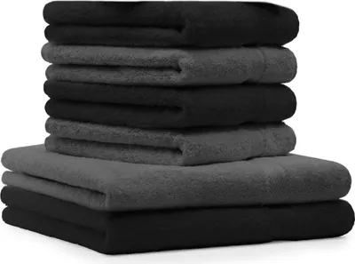 Produktbild von Betz 6-tlg. Handtuch-Set PREMIUM - 2 Liegetücher 4 Handtücher 100% Baumwolle  Farbe: anthrazit und schwarz