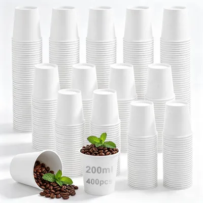 Papierbecher 200 ml, 400 Stück, weiß, PE-beschichtet
