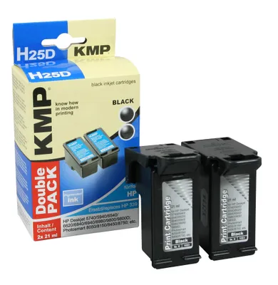 Produktbild von KMP H25D, Schwarz, Tinte auf Pigmentbasis, 2 Stück(e), Multipack
