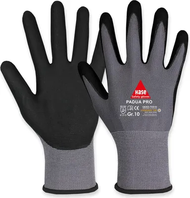 Produktbild von HASE SAFETY GLOVES Arbeitshandschuhe, Padua Pro, EN388, EN 420, grau/schwarz, Größe 10