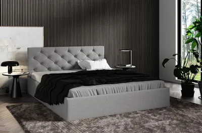 Produktbild von BETTSO Doppelbett Polsterbett Bett mit gesteppte Kopfstütze und Bettkasten SARA 140 x 200 cm Grau
