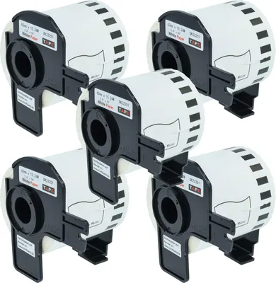 Produktbild von vhbw 5x Rolle mit Halter 62mm x 15,24m Ersatz für Brother DK-22251 für Drucker Schwarz