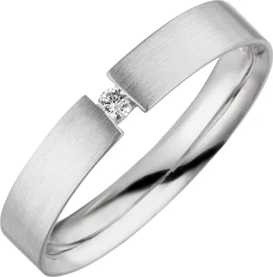 Produktbild von Gr. 56 - Damen Ring 925 Sterling Silber matt 1 Diamant Brillant