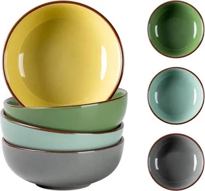 Image de Lot de 4 bols à soupe en céramique, 530 ml, 4 couleurs